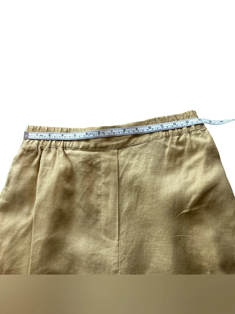 Zara 100% Linen Pull-On Pants Size M Camel Tan Pockets